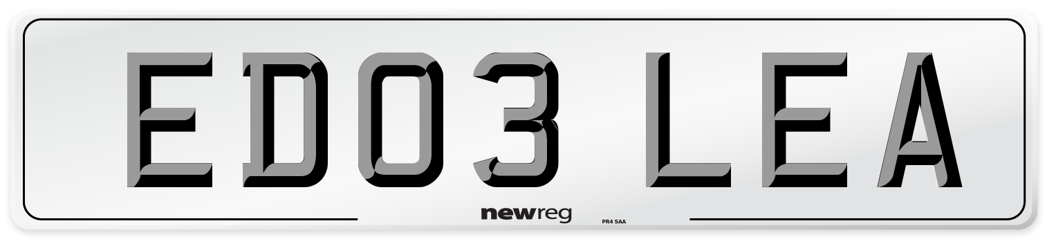 ED03 LEA Number Plate from New Reg